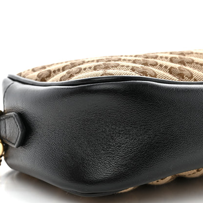 Gucci Monogram Matelasse Diagonal Small GG Marmont Chain Shoulder Bag Beige Black 9 of 11