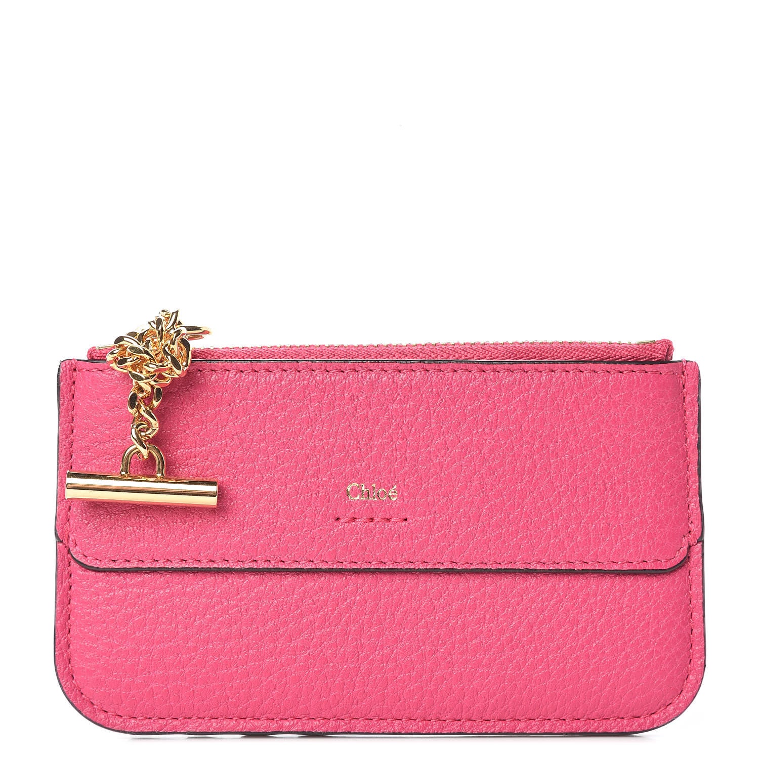 Chloe Grained Calfskin Drew Card Holder Fuchsia Rose 1 of 9