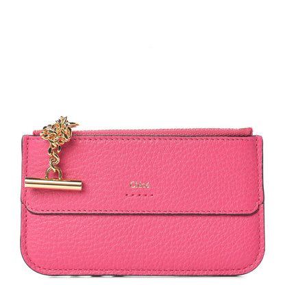 Chloe Grained Calfskin Drew Card Holder Fuchsia Rose 1 of 9