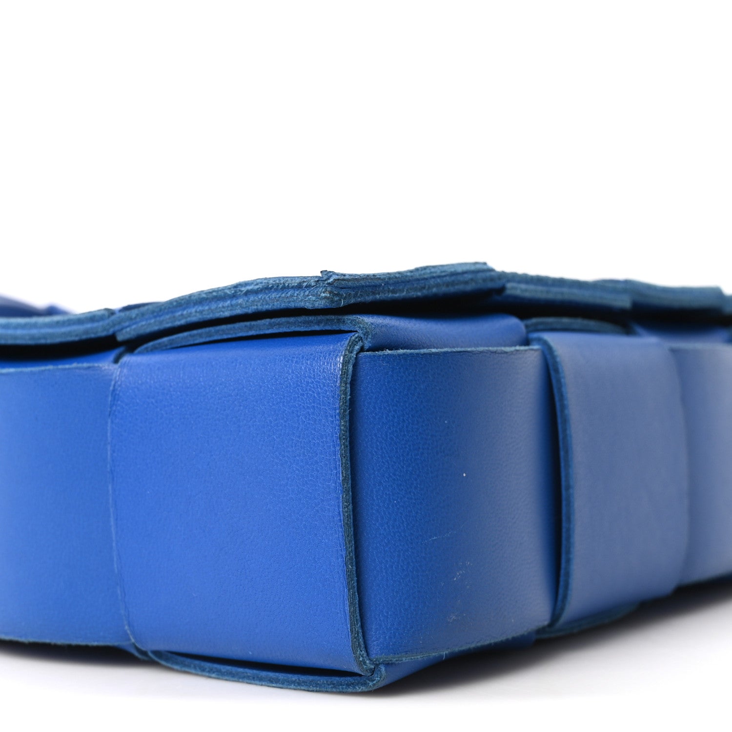 Bottega Veneta Lambskin Maxi Intrecciato Cassette Crossbody Bag Cobalt 9 of 10