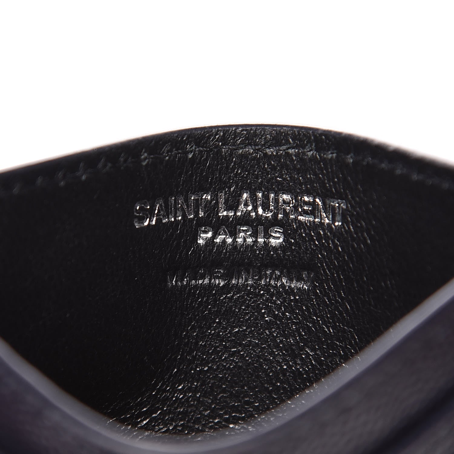 Saint Laurent Grain De Poudre Matelasse Monogram Chevron Credit Card Case Deep Marine 6 of 8