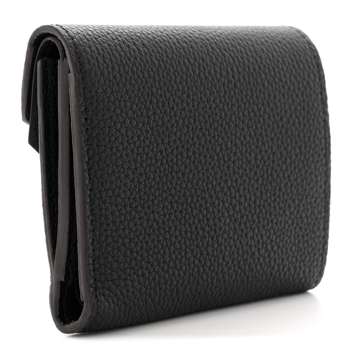 Louis Vuitton Grained Calfskin Monogram Double V Compact Wallet Black 3 of 8
