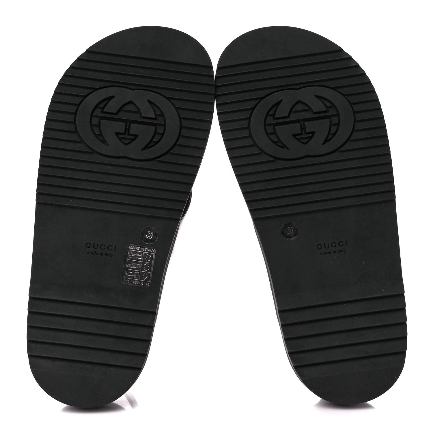 Gucci Logo Calfskin Slingback Sandals 38 Black 5 of 9