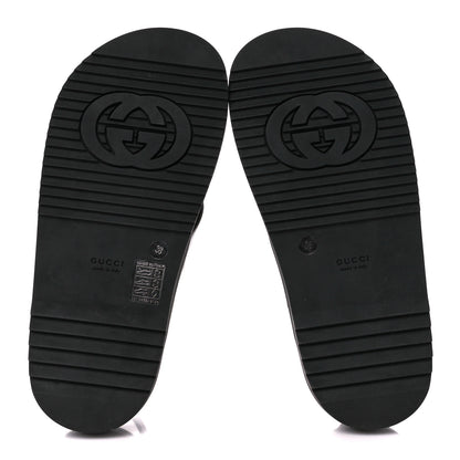 Gucci Logo Calfskin Slingback Sandals 38 Black 5 of 9