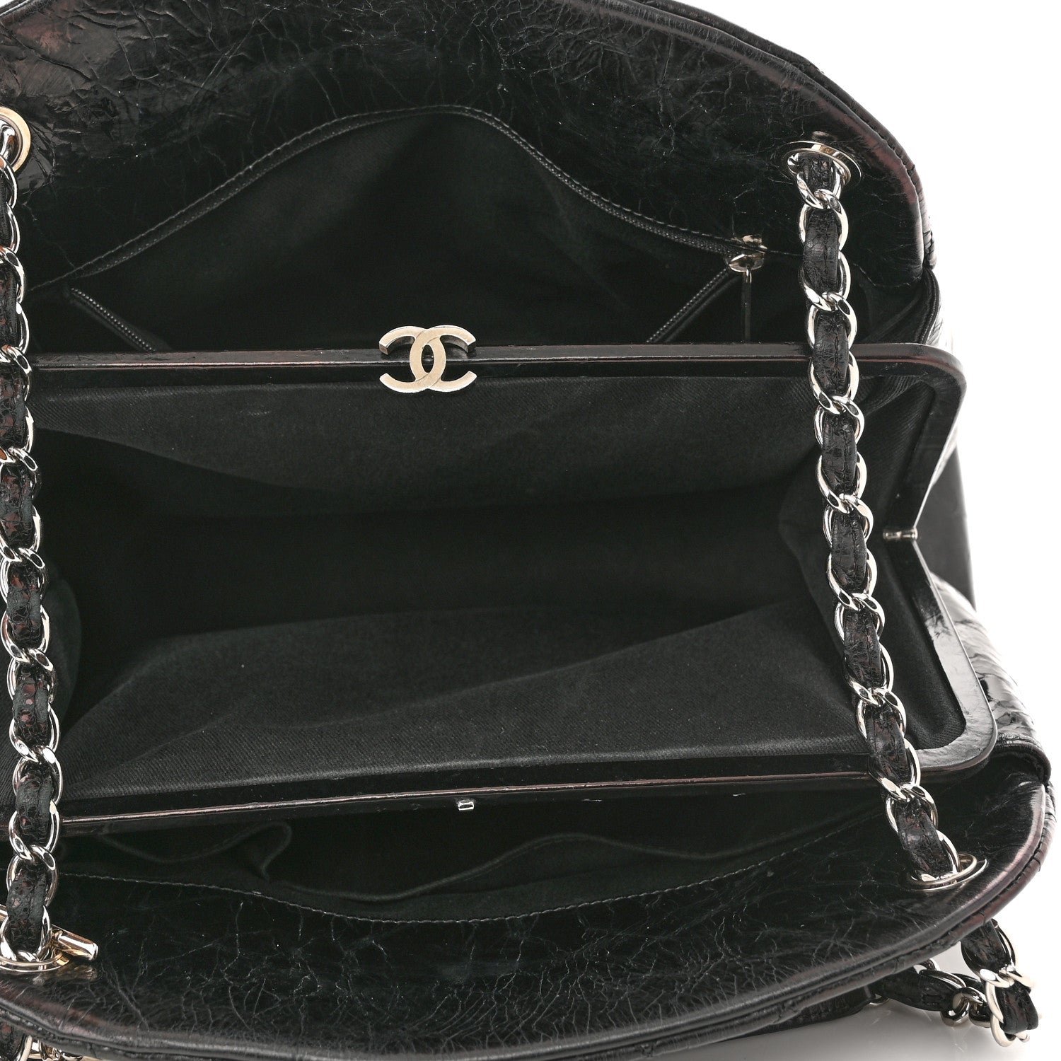 Chanel Glazed Calfskin Quilted Large Just Mademoiselle Bowling Bag Black 5 of 11