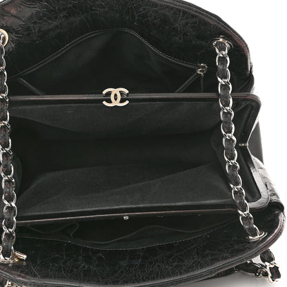 Chanel Glazed Calfskin Quilted Large Just Mademoiselle Bowling Bag Black 5 of 11