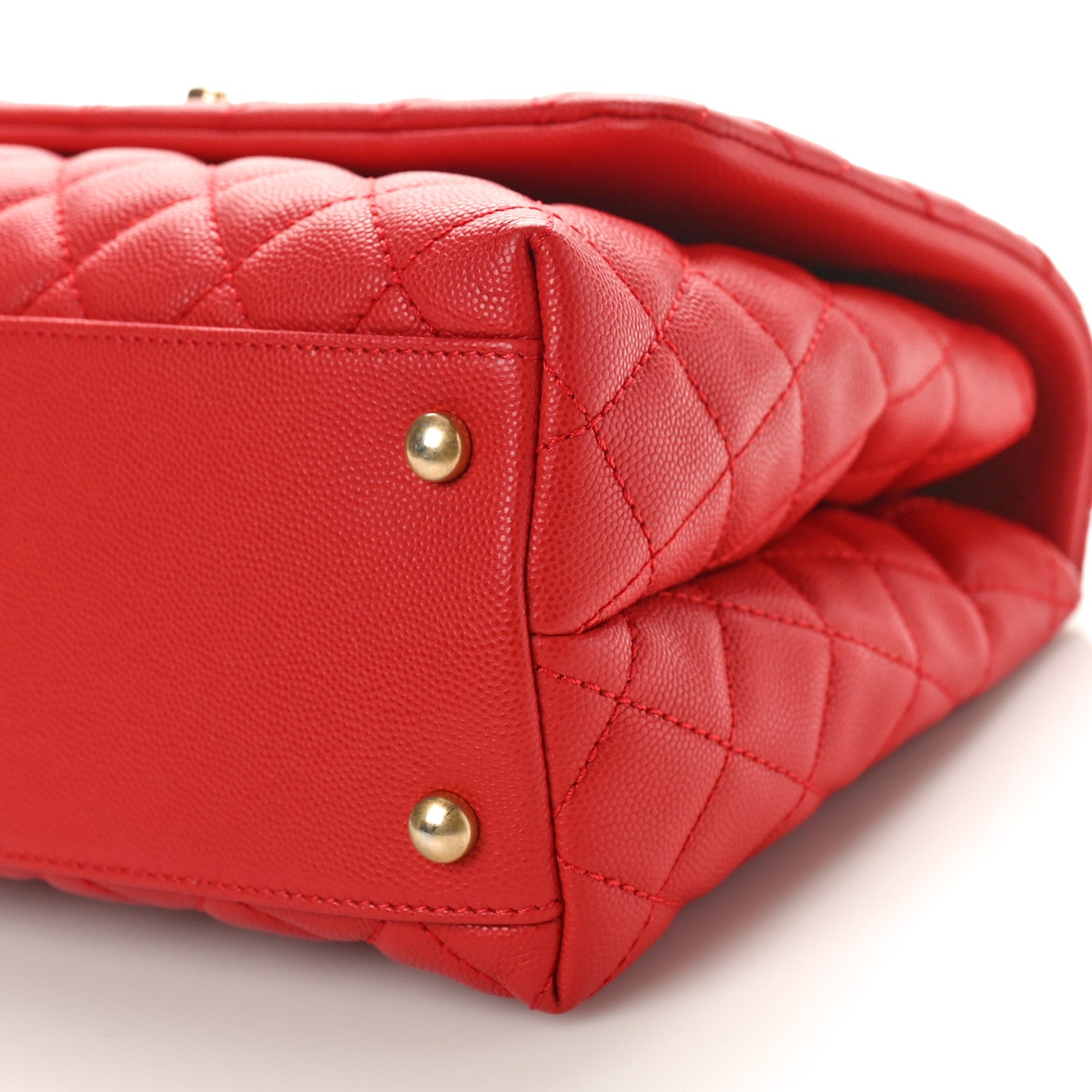 Chanel Caviar Quilted Small Coco Handle Flap Red 10 of 11
