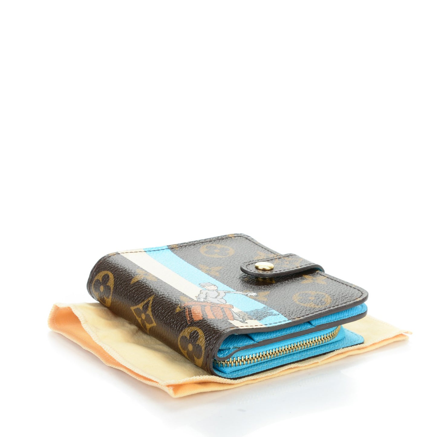 Monogram Groom Compact Zip Wallet Blue