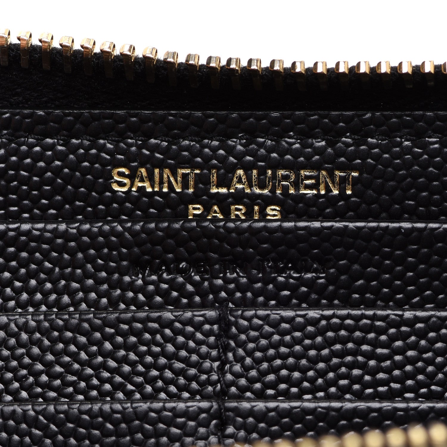 Saint Laurent Grain De Poudre Matelasse Chevron Monogram Zip Around Wallet Black 6 of 11