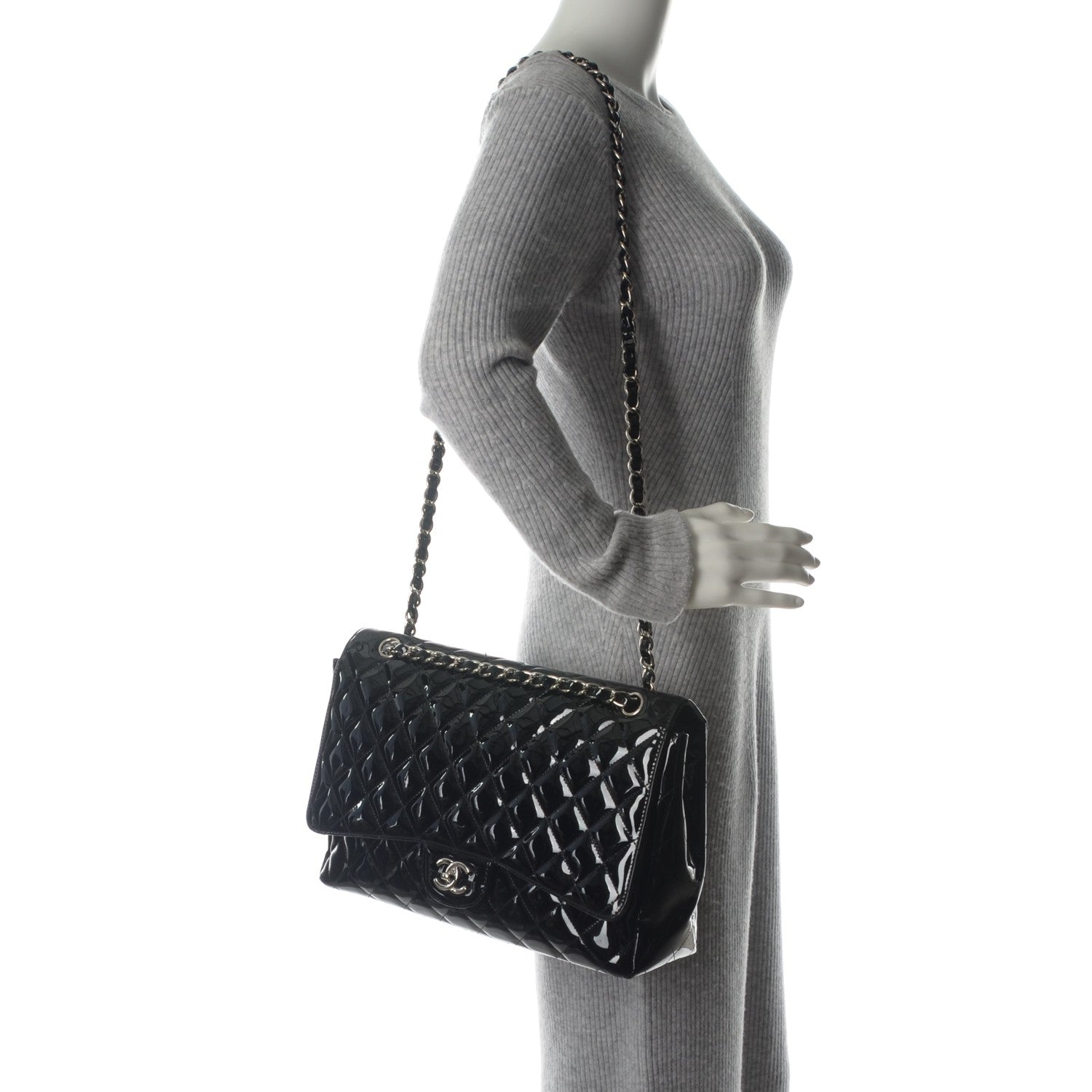 Chanel Patent Quilted Maxi Single Flap Black 2 of 10