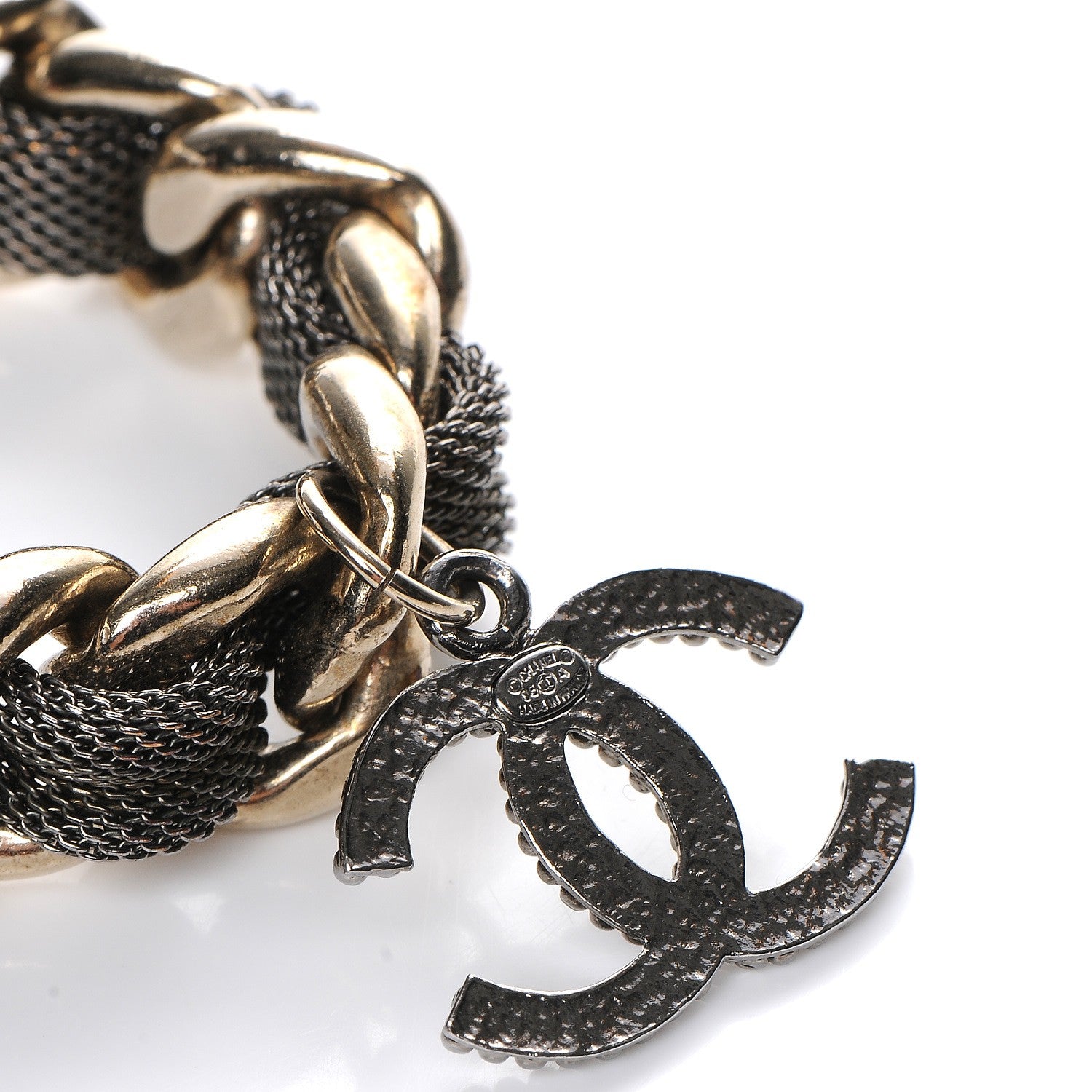 Chanel Ruthenium Mesh CC Chain Bracelet Light Gold 6 of 6