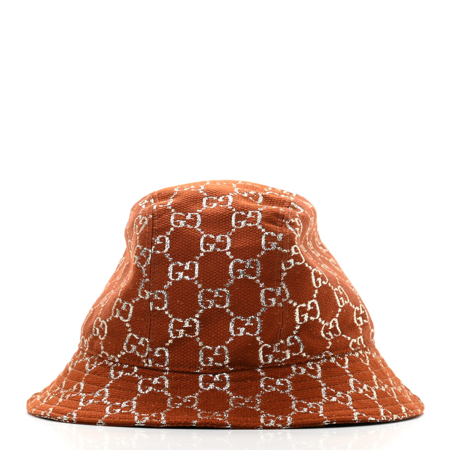 Canvas Lame GG Monogram Bucket Hat M Burnt Orange Silver