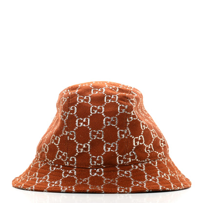 Gucci Canvas Lame GG Monogram Bucket Hat M Burnt Orange Silver 4 of 10