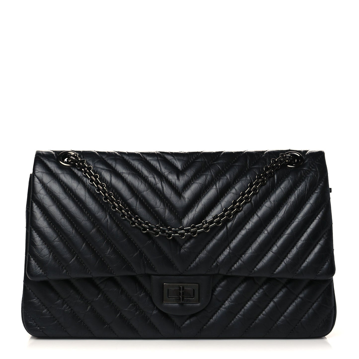 Aged Calfskin Chevron Quilted 2.55 Reissue 226 So Black