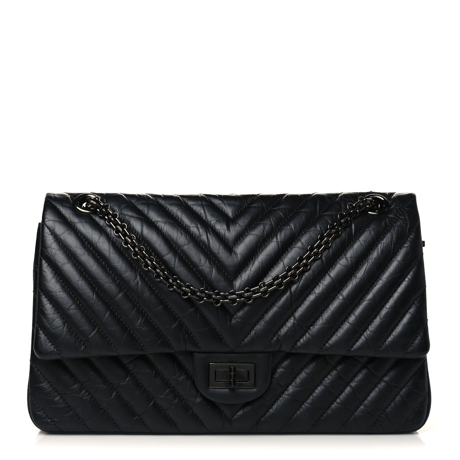 Chanel Aged Calfskin Chevron Quilted 2.55 Reissue 226 So Black 1 of 8