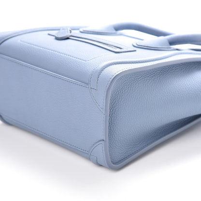 Celine Drummed Calfskin Nano Luggage Blue 6 of 9