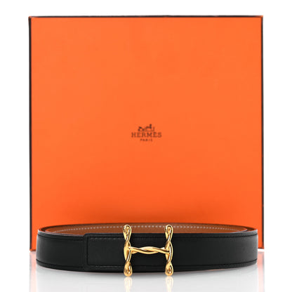 Hermes Swift Epsom 24mm H Torsade Belt 90 36 Black Gold 7 of 7