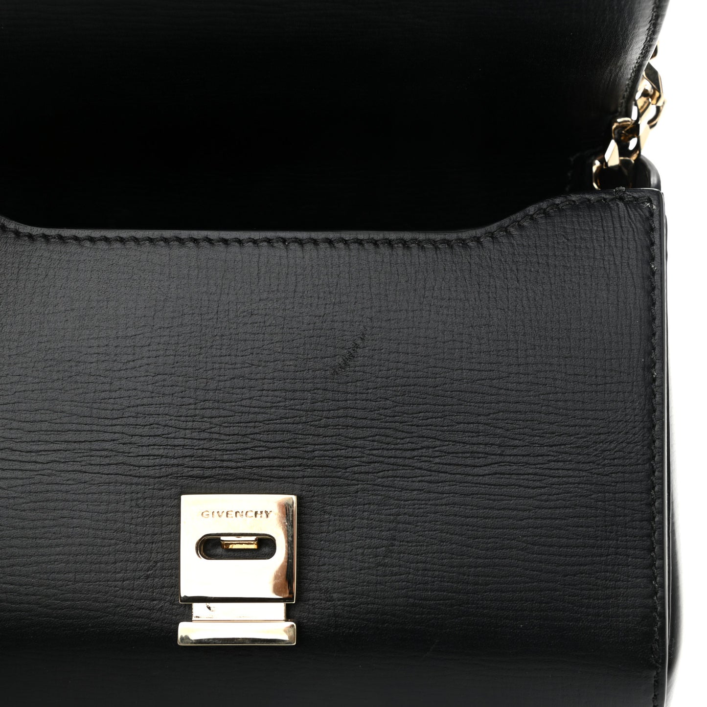 Textured Calfskin Mini Pandora Box Chain Crossbody Bag Black