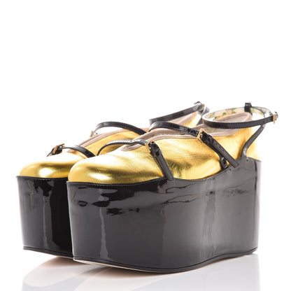 Gucci Metallic Nappa Patent Hannelore Detachable Platform Sandals 38.5 Gold 3 of 14