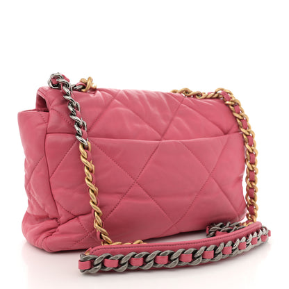 Chanel Lambskin Quilted Large Chanel 19 Flap Dark Pink 3 of 19