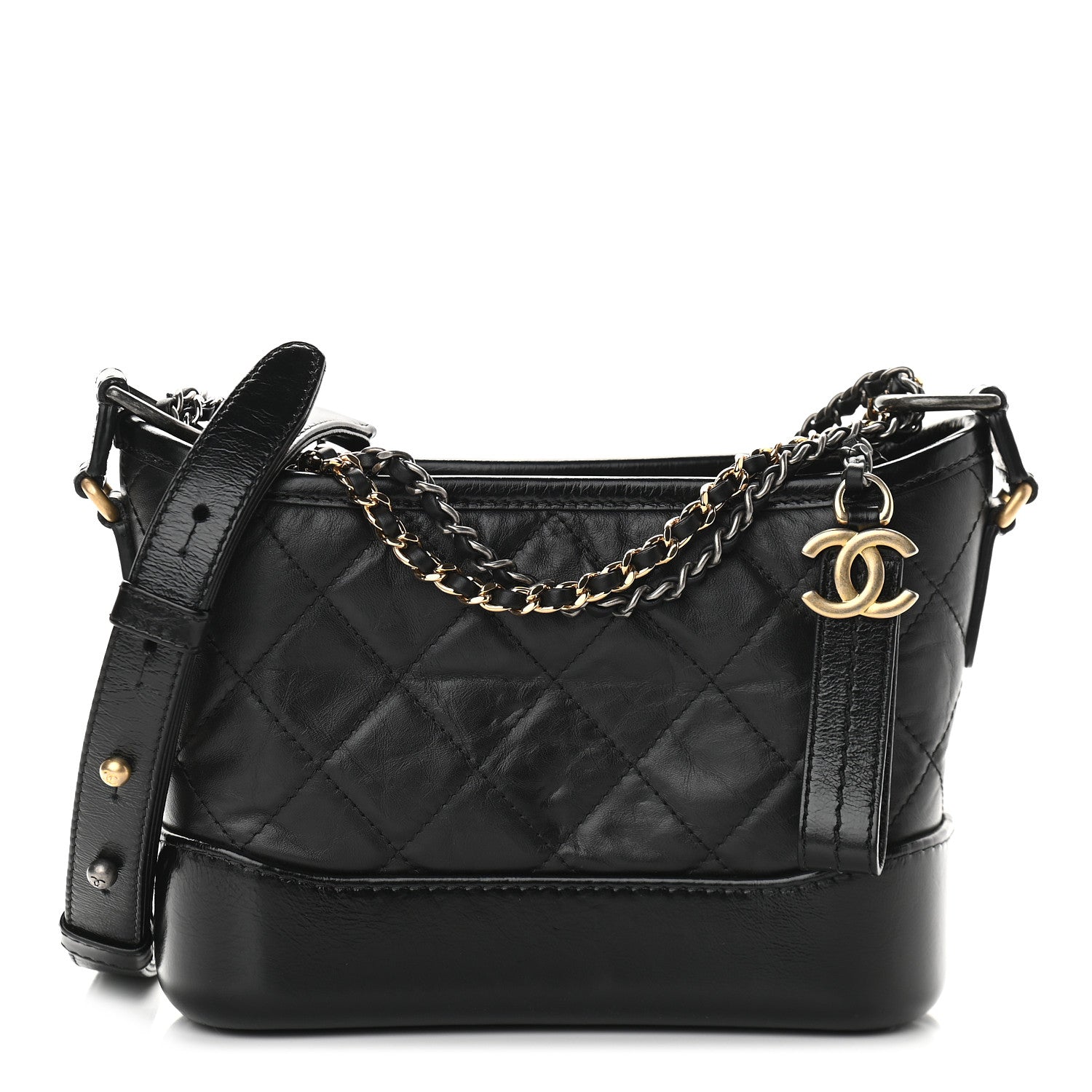 Chanel Aged Calfskin Quilted Small Gabrielle Hobo Black 1 of 9
