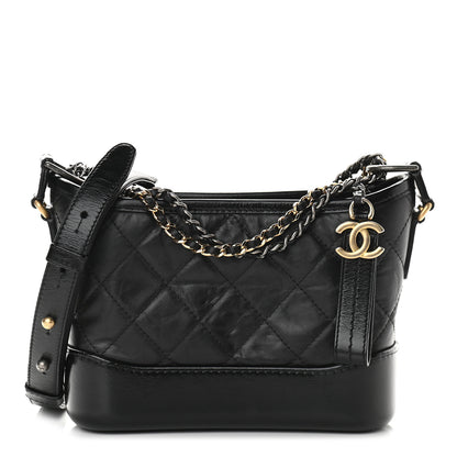 Chanel Aged Calfskin Quilted Small Gabrielle Hobo Black 1 of 9