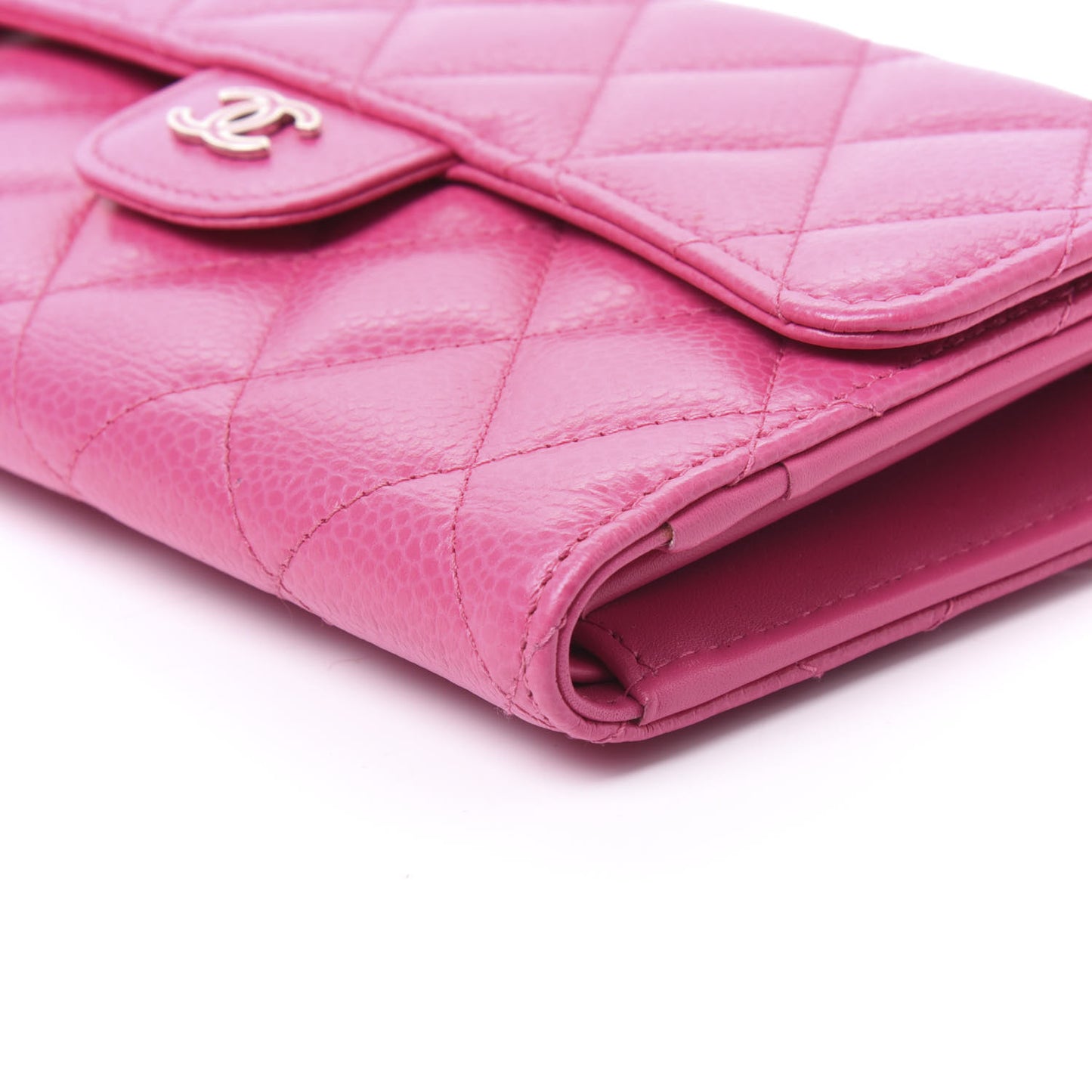Caviar Quilted Large Flap Wallet Pink