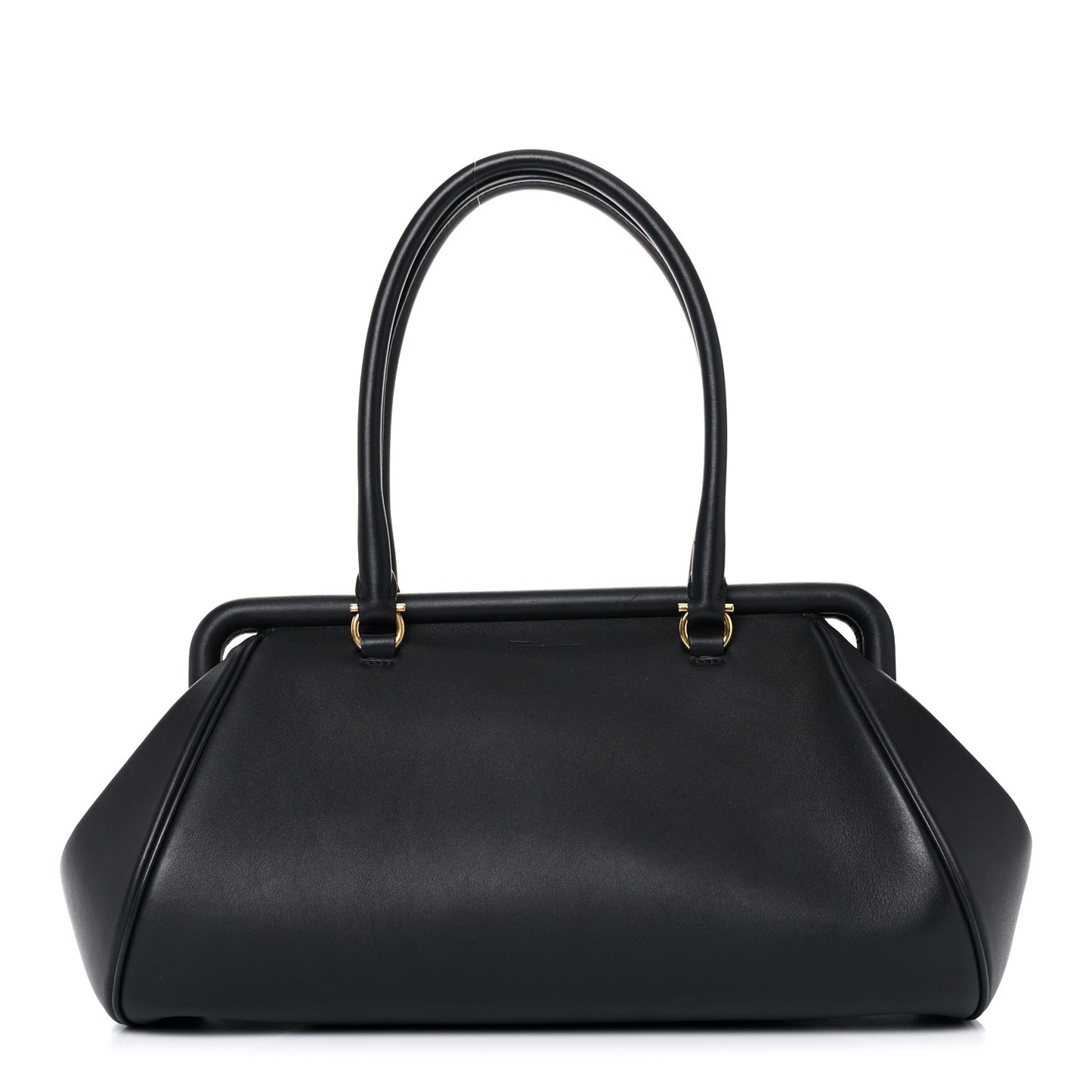Calfskin Frame Satchel Black