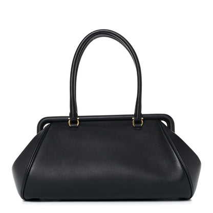 Salvatore Ferragamo Calfskin Frame Satchel Black 1 of 12