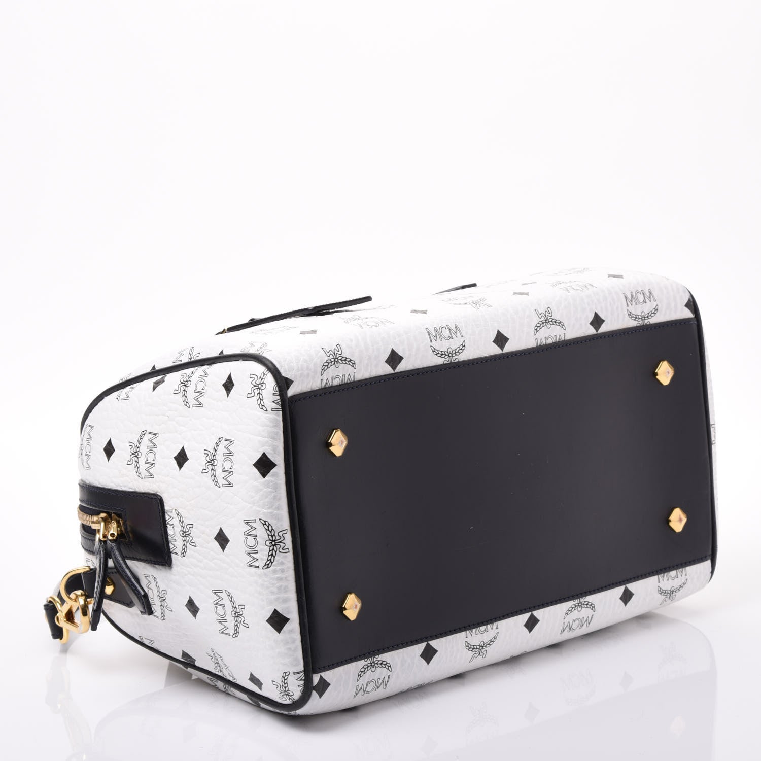 MCM Visetos Heritage Boston Satchel White 3 of 11