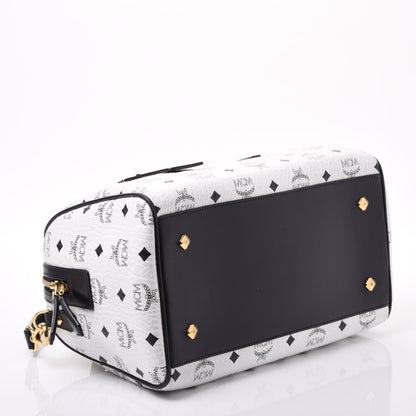 MCM Visetos Heritage Boston Satchel White 3 of 11