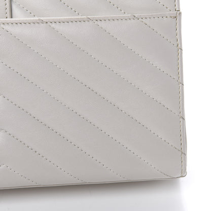 Saint Laurent Lambskin Matelasse Chevron Small Monogram Satchel Off White 10 of 21