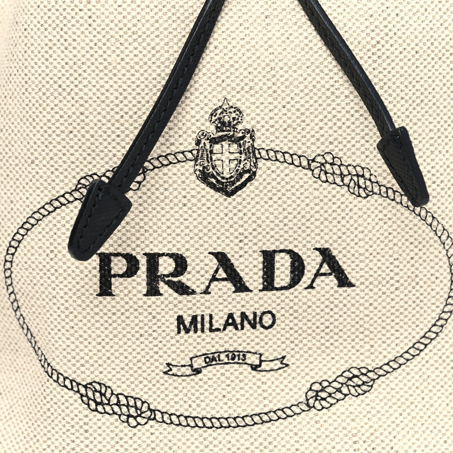 Prada Canvas Saffiano Bucket Wristlet Naturale Black 6 of 11