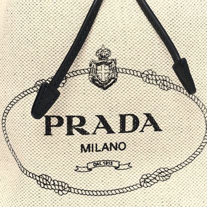 Prada Canvas Saffiano Bucket Wristlet Naturale Black 6 of 11
