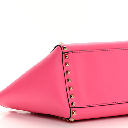 Valentino Garavani Vitello Small Rockstud Double Handle Tote Fuxia Fluo 9 of 16