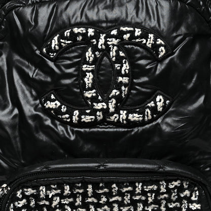 Chanel Nylon Tweed CC Backpack Black White 7 of 9