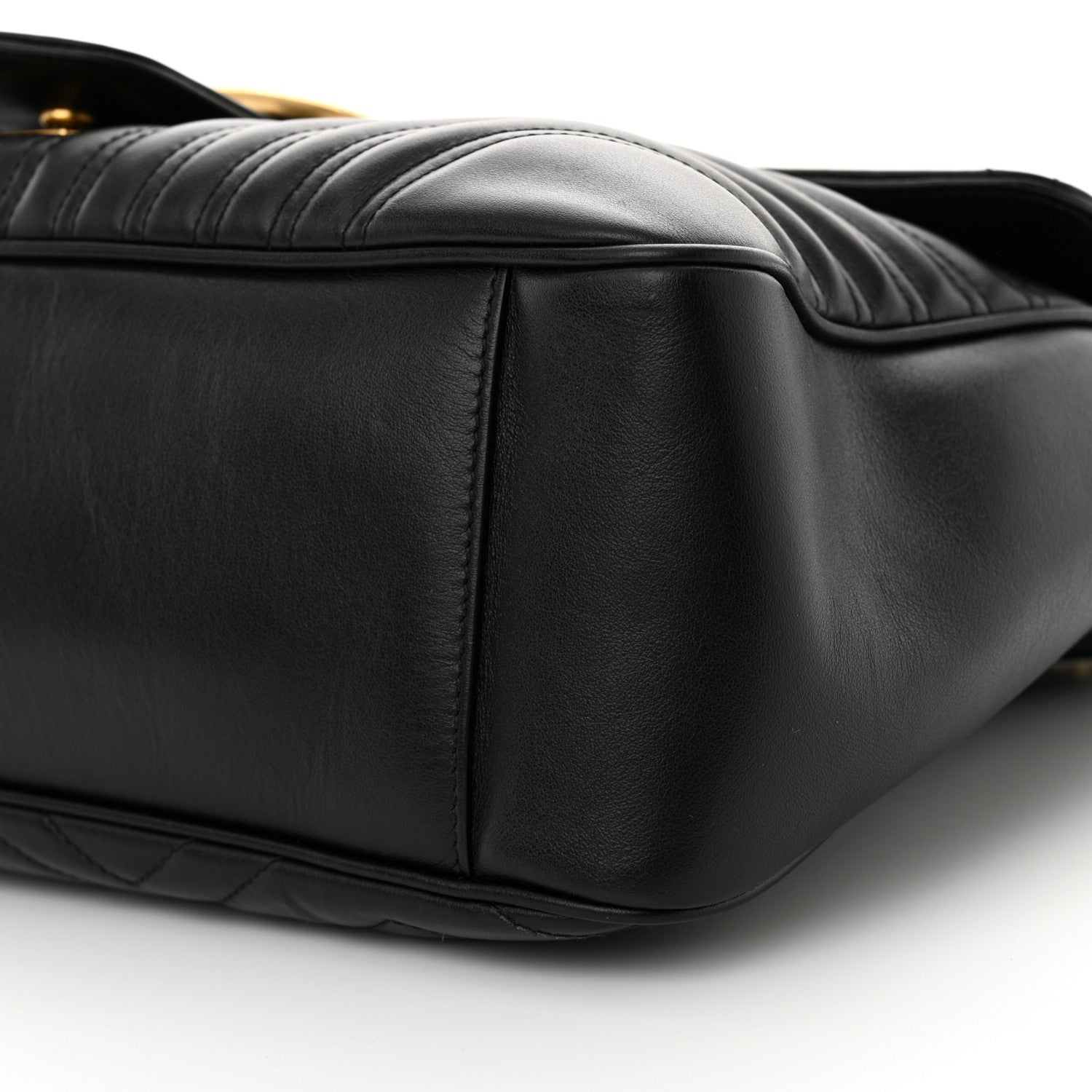 Gucci Calfskin Matelasse Large GG Marmont Shoulder Bag Black 10 of 12