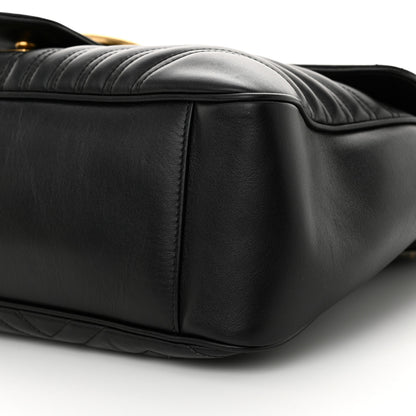 Gucci Calfskin Matelasse Large GG Marmont Shoulder Bag Black 10 of 12