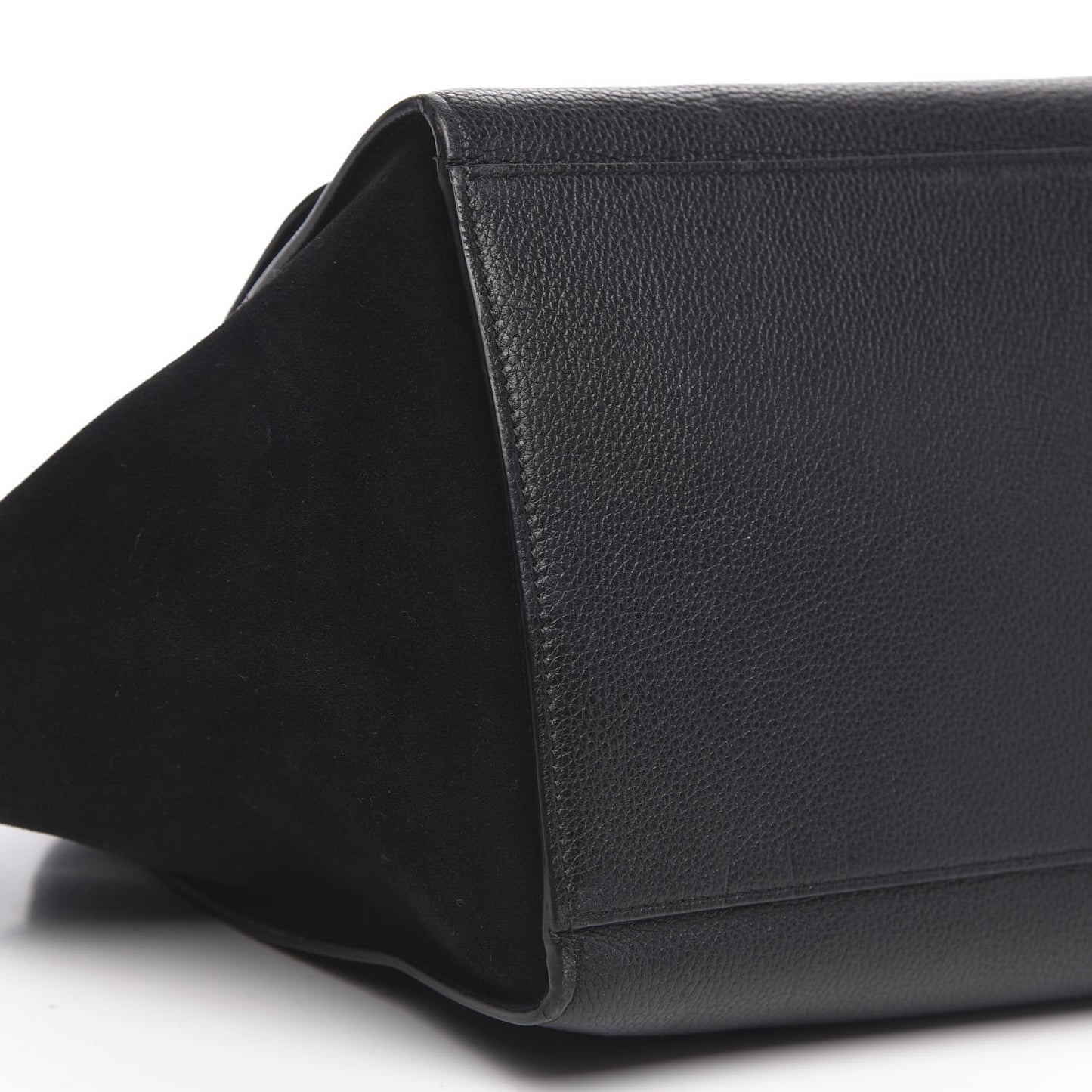 Drummed Calfskin Suede Medium Trapeze Black
