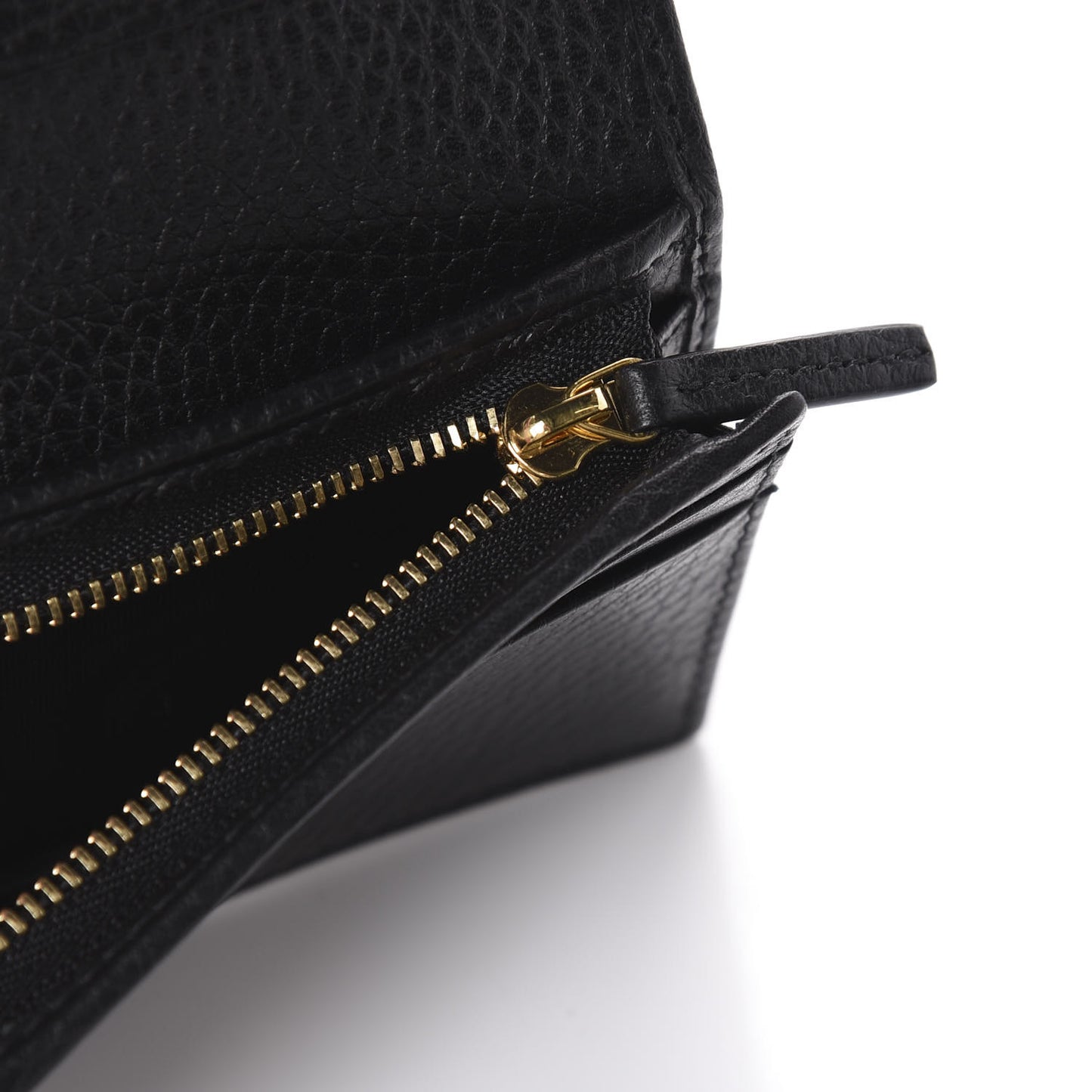 Pebbled Calfskin GG Marmont Card Case Black