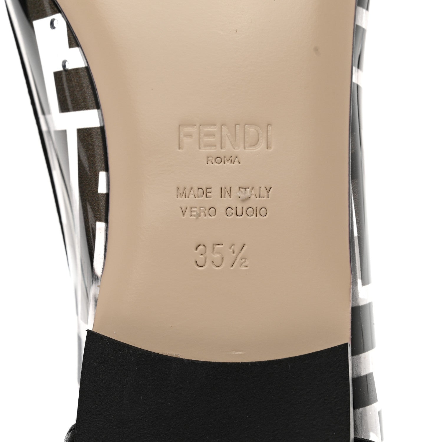 Fendi PVC Calfskin FF Colibri Ballerina Flats 36 Black 6 of 8