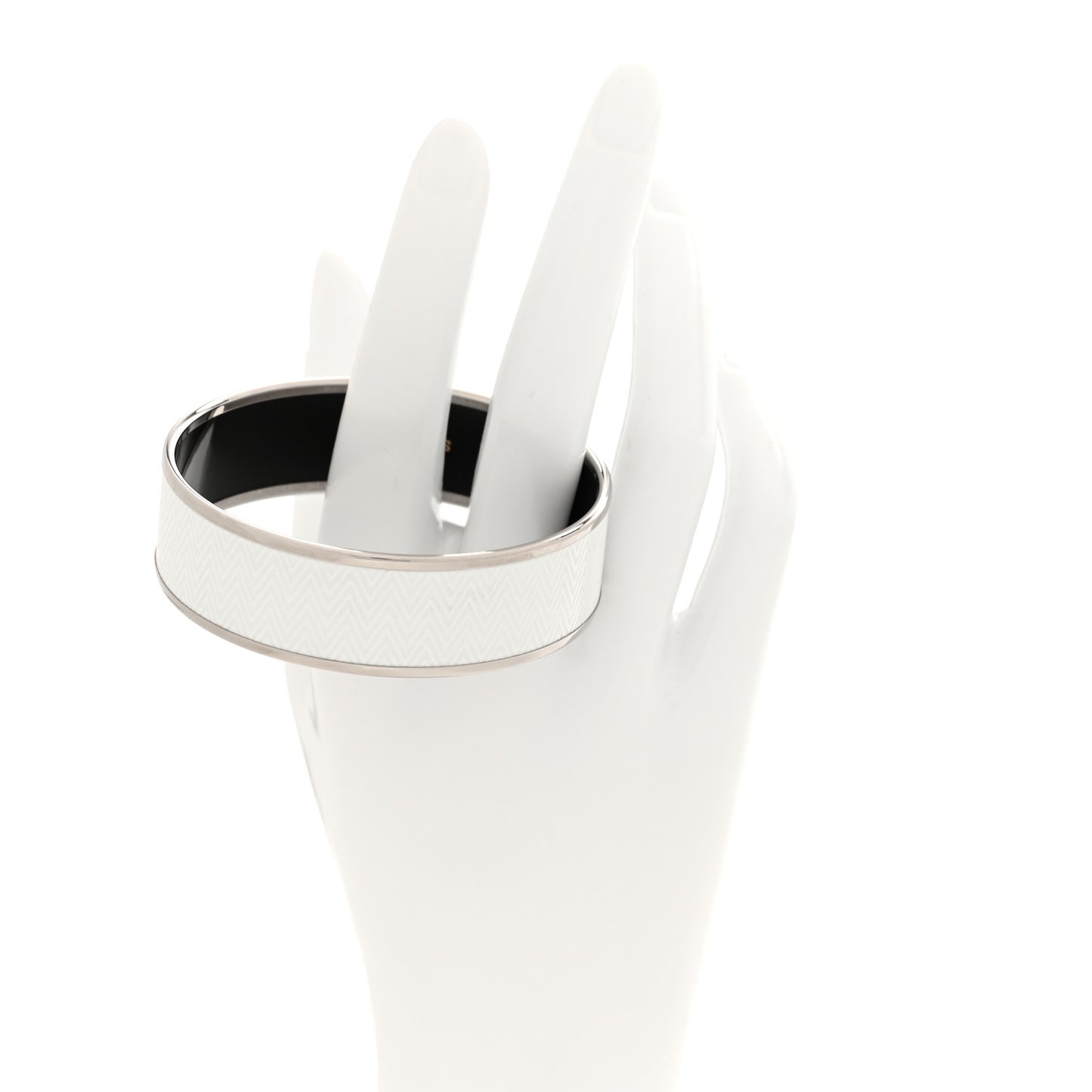 Enamel Printed Chevron Wide Bracelet 62 White