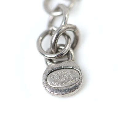 Chanel Metal Crystal Pearl Heart Charm Bracelet Silver 5 of 5