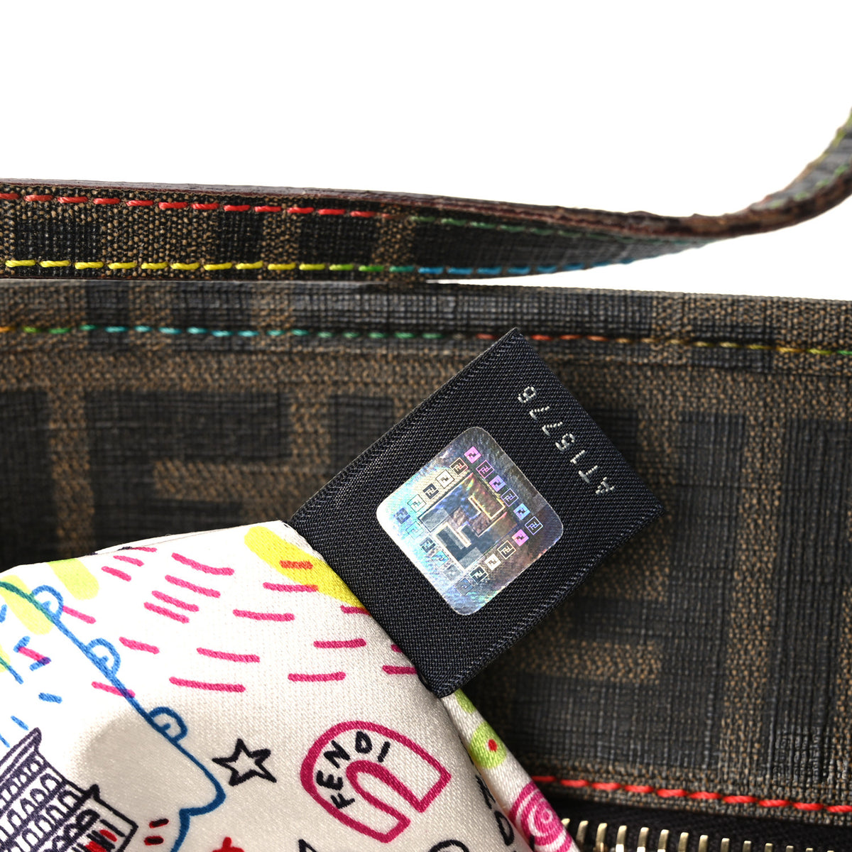 Zucca Spalmati Print Large Roll Tote Tobacco Multicolor