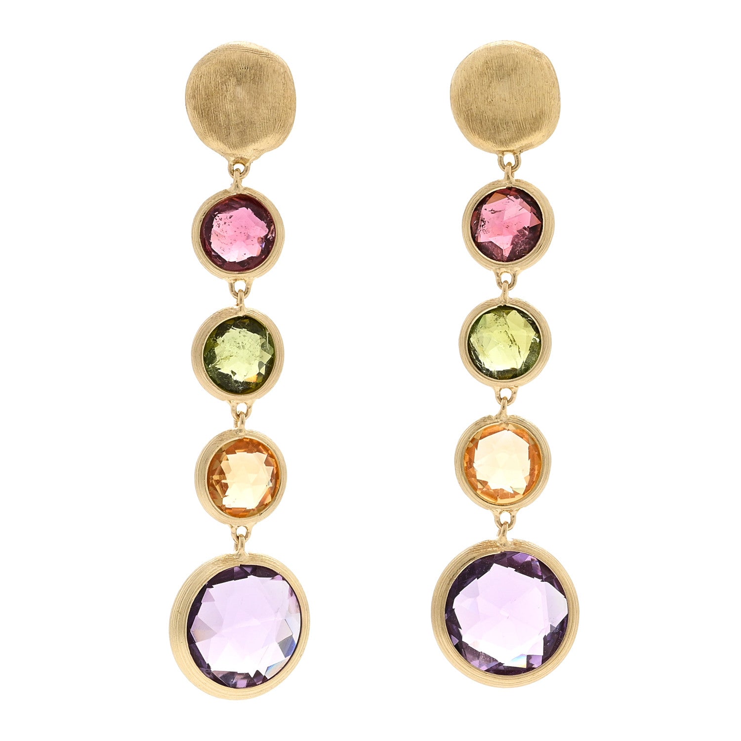 Marco Bicego 18K Yellow Gold Multi Gemstone Jaipur Color Drop Earrings 1 of 4