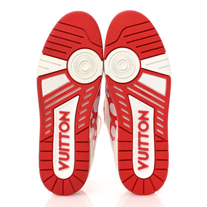 Louis Vuitton LV X YK Calfskin Printed Mens Infinity Dots Trainer Sneakers 8 White Red 6 of 10