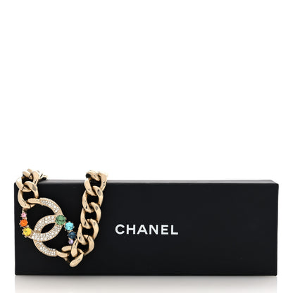 Chanel Chain Crystal Over The Rainbow CC Choker Necklace Gold Multicolor 5 of 5