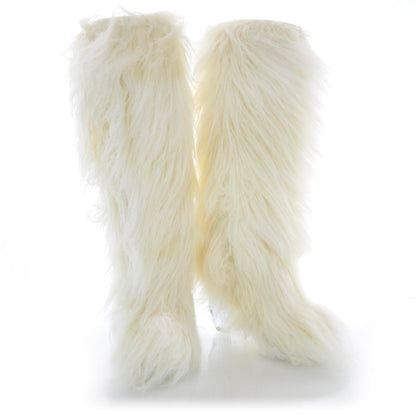 Chanel Fantasy Fur Icicle Heel Mukluks Boots 37.5 Ecru 1 of 10