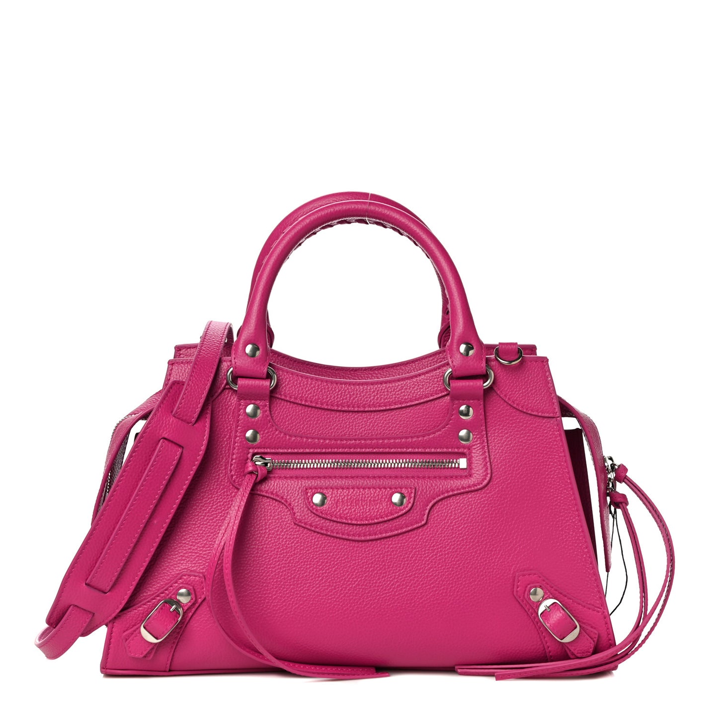 Grained Calfskin Neo Classic Silver Hardware S City Fuchsia