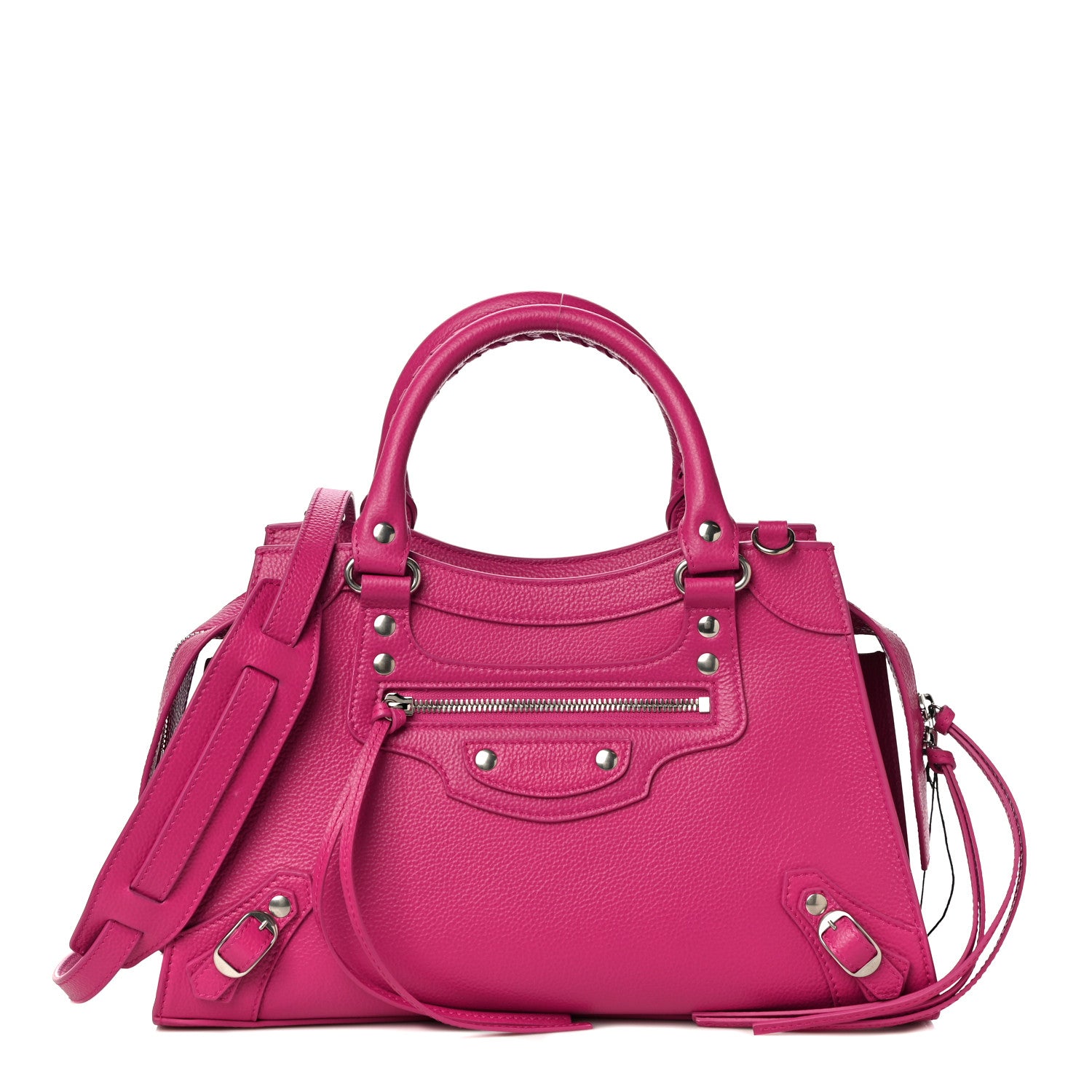Balenciaga Grained Calfskin Neo Classic Silver Hardware S City Fuchsia 1 of 9